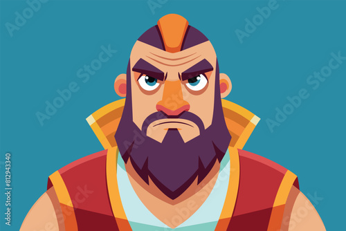 A cartoon man with a beard is depicted in this semi flat illustration, Jealous Customizable Semi Flat Illustration