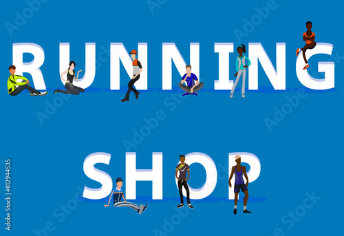 People on "Running Shop" for Web, Mobile App, Presentations