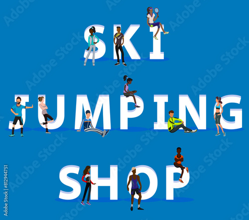 People on "Ski Jumping Shop" for Web, Mobile App, Presentations