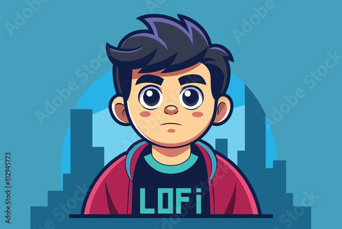 A customizable cartoon illustration of a character with a sad expression on their face, Lo-fi concept Customizable Cartoon Illustration