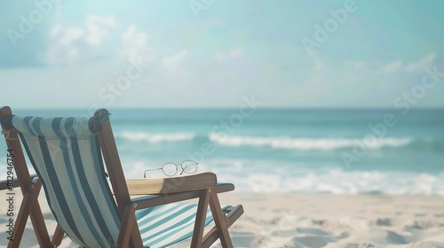 Beach chair Summer holiday vacation with book and eyeglasses   Generative AI