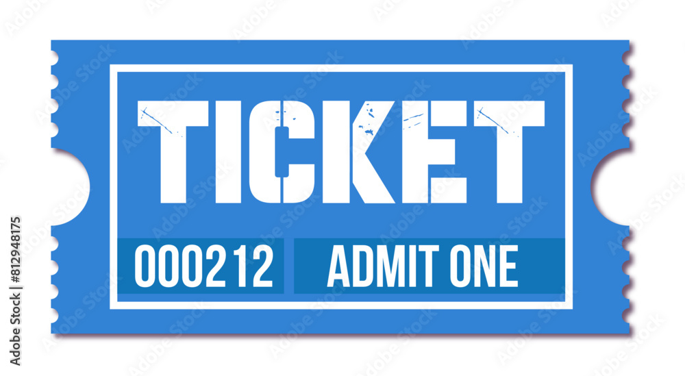 Vector ticket design template in minimalist style, Blue ticket