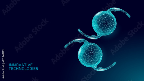 Intraocular lenses 3D low poly concept. Healthcare eye vision care medicine surgery. Isolated eyewear correction. Ad marketing template vector illustration