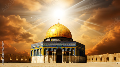 dome of the rock at sunset.Islamic Architecture
