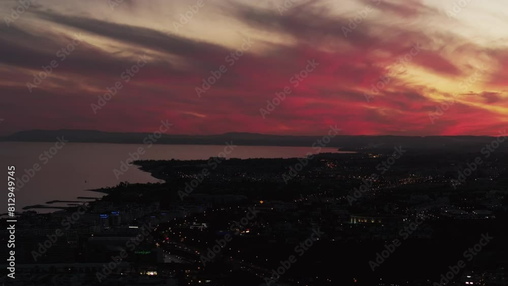 Top View Of Sea Coast With Coastline In Night. Top View Of Sea Coast With Coastline In Night.