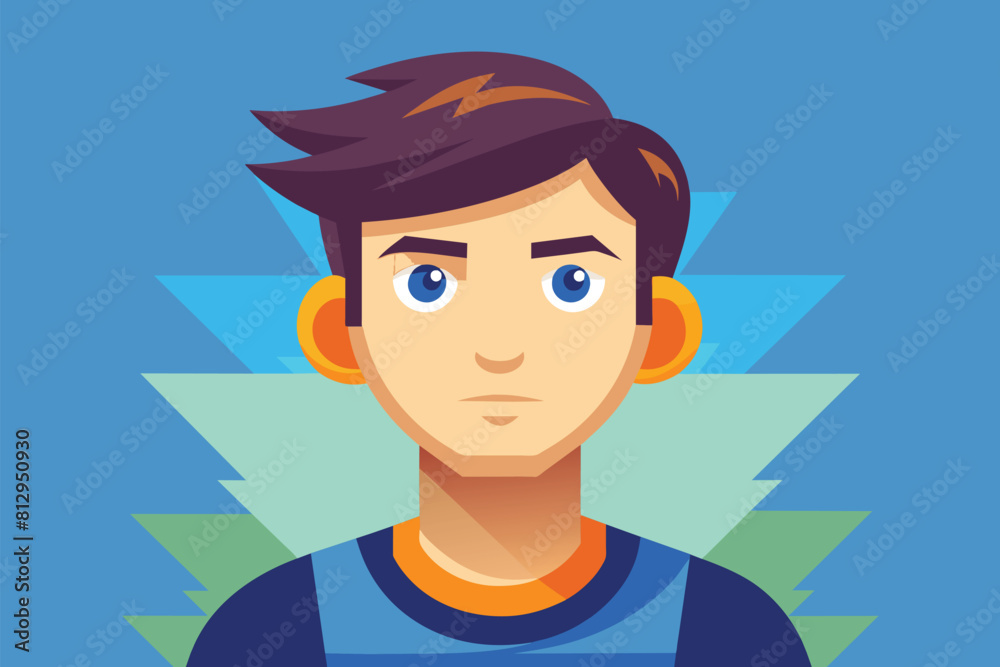 A mans face is prominently featured against a vibrant blue background, No data Customizable Semi Flat Illustration A mans face is prominently featured against a vibrant blue background, No data Customizable Semi Flat Illustration