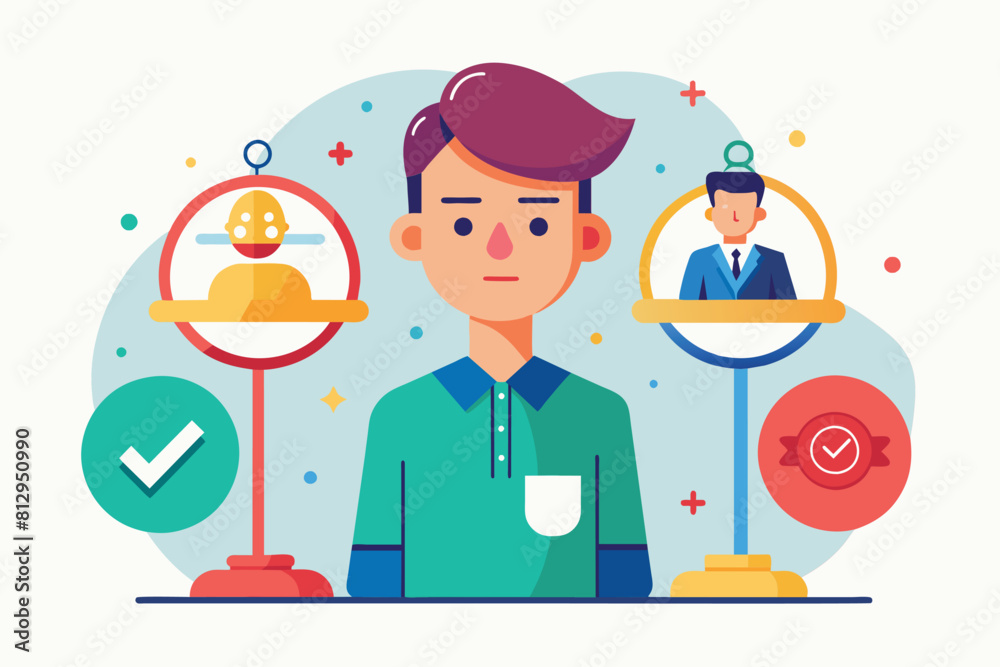 A man is seated at a table with a cup placed in front of him, Obligations Customizable Disproportionate Illustration A man is seated at a table with a cup placed in front of him, Obligations Customizable Disproportionate Illustration