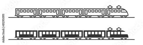 Passenger train icon. Vector illustration.