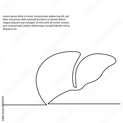 Human healthy liver in one line art continuous line illustration vector design