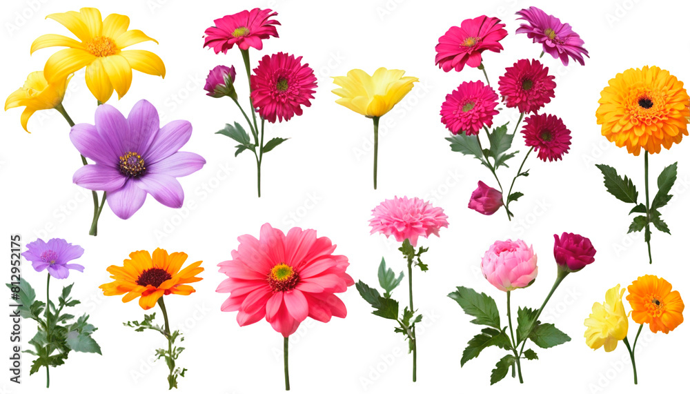 set of colorful flowers set of colorful flowers