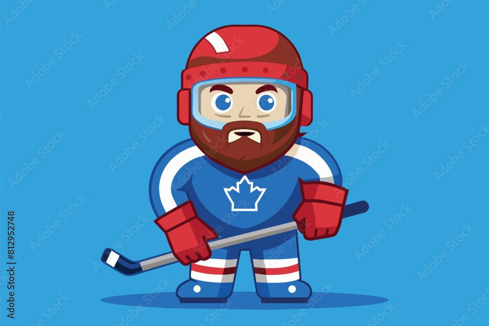 Customizable cartoon character with a beard wearing a hockey uniform in action, Para ice hockey Customizable Cartoon Illustration Customizable cartoon character with a beard wearing a hockey uniform in action, Para ice hockey Customizable Cartoon Illustration