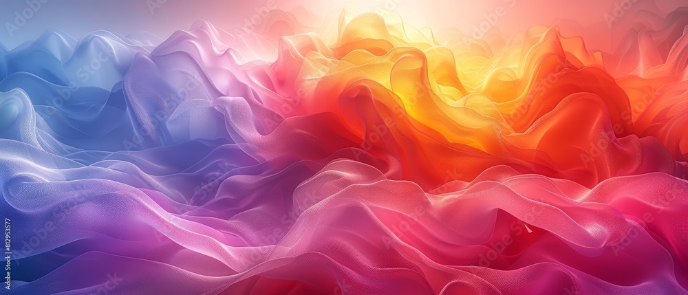 A colorful, abstract painting of a wave with a rainbow in the background A colorful, abstract painting of a wave with a rainbow in the background