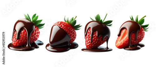 Fresh strawberry Coated with melted chocolate isolated