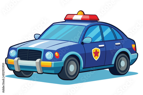 A cartoon police car with flashing lights on, Police car Customizable Cartoon Illustration
