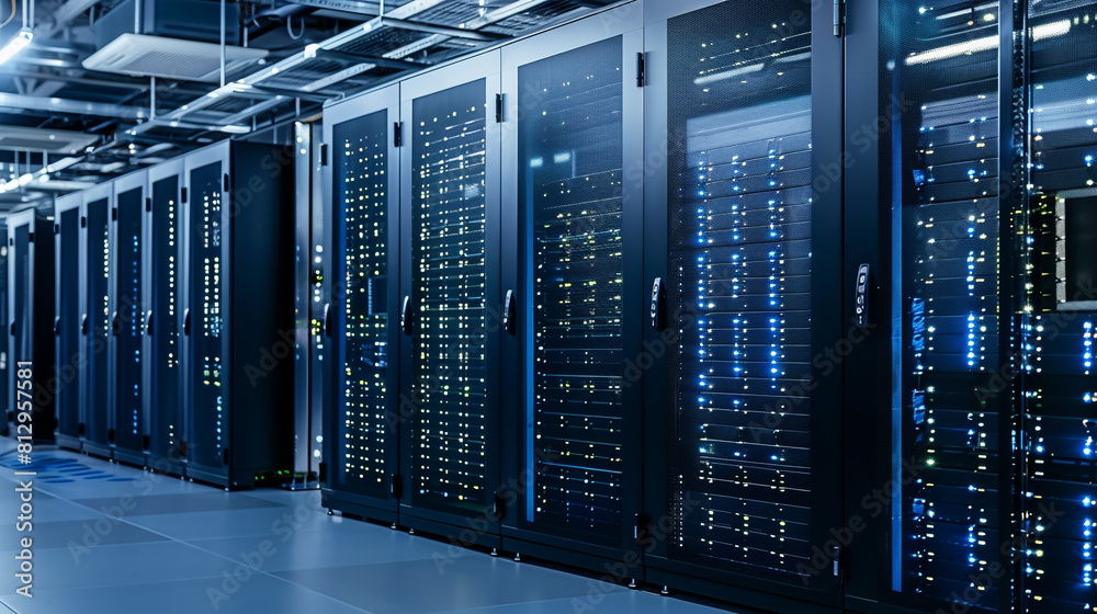 Data center equipped with noise-canceling technology, creating a surprisingly silent environment despite numerous servers. Data center equipped with noise-canceling technology, creating a surprisingly silent environment despite numerous servers.