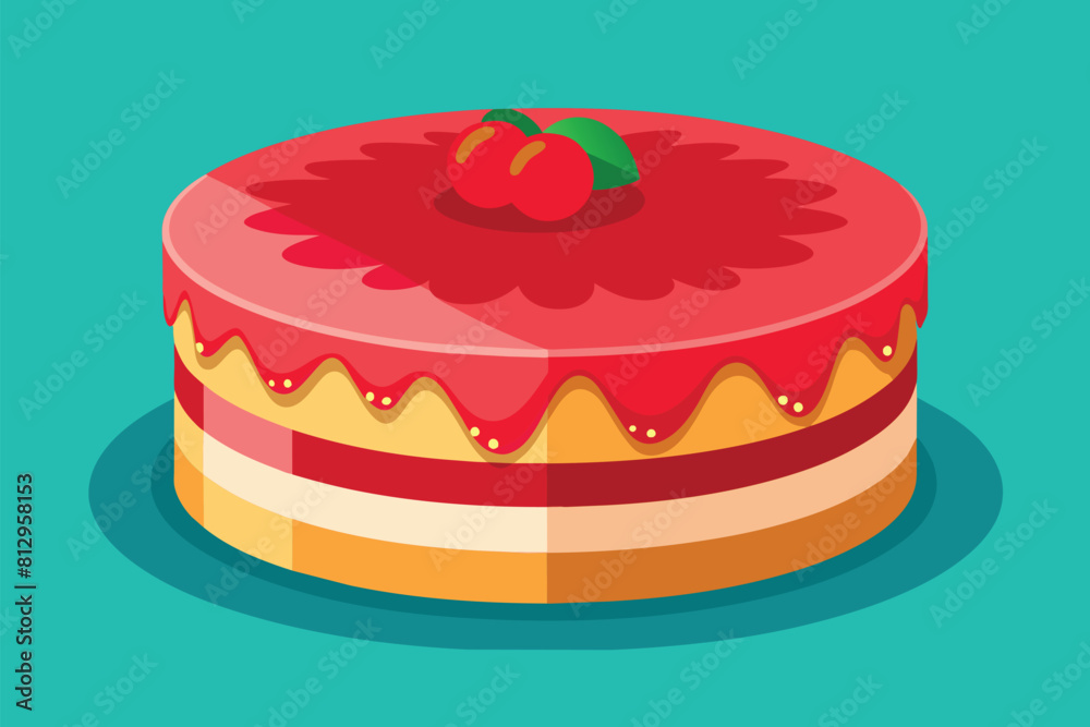 A red velvet cake topped with a cherry, displayed in a customizable semi-flat illustration, Red velvet cake Customizable Semi Flat Illustration A red velvet cake topped with a cherry, displayed in a customizable semi-flat illustration, Red velvet cake Customizable Semi Flat Illustration