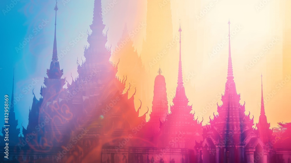 Obraz premium all temple shadow pastel colors background --ar 16:9 --style raw Job ID: fd4d88cc-bbe1-47eb-9111-d61b13857f4b
