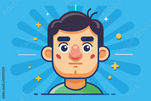 A man with a surprised expression on his face in a customizable rhinoplasty cartoon illustration, Rhinoplasty Customizable Cartoon Illustration
