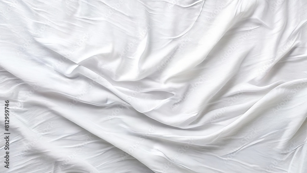 Closeup of rippled white silk fabric, 3d rendering background