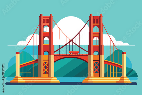 The Iconic Golden Gate Bridge in San Francisco, San francisco bridge Customizable Disproportionate Illustration