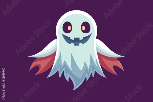 A white ghost with red and orange wings flying in the air, Scary ghost Customizable Semi Flat Illustration