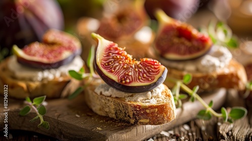 Bruschetta with fresh ricotta and figs.
