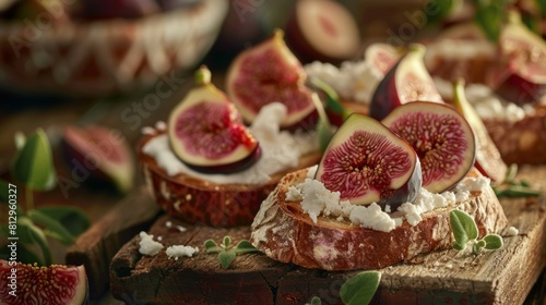 Bruschetta with fresh ricotta and figs.