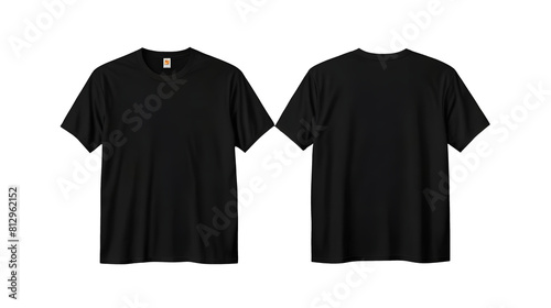 Black t-shirt, clothes on isolated Png background. Png white T shirt