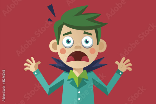 A customizable semi-flat illustration of a cartoon character showing a surprised expression, Startled Customizable Semi Flat Illustration
