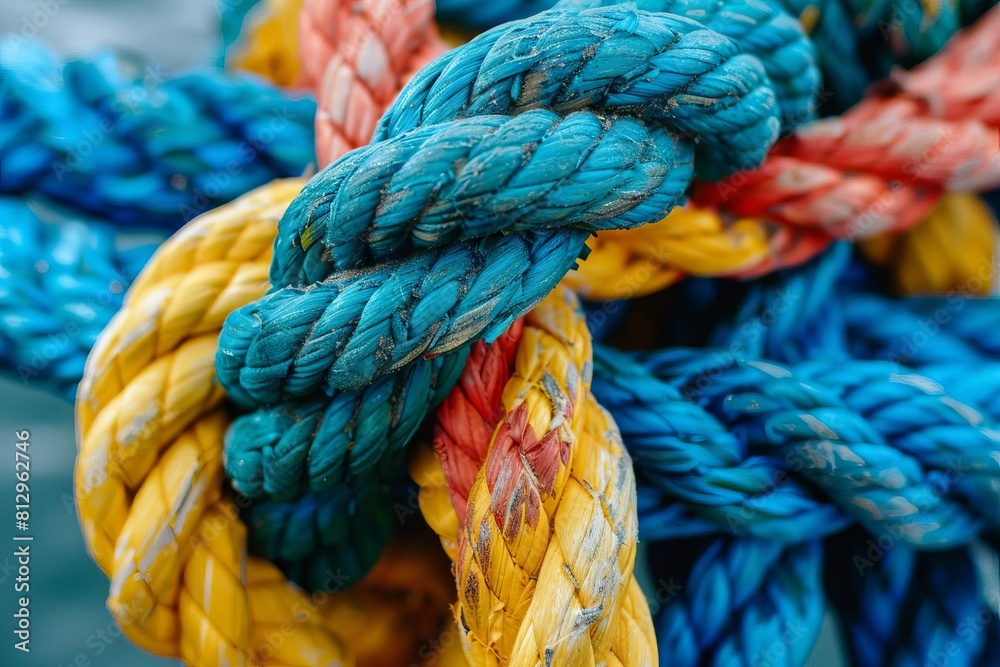 intertwined ropes of teamwork different ropes woven into a strong knot symbolizing collaboration and unity closeup photography intertwined ropes of teamwork different ropes woven into a strong knot symbolizing collaboration and unity closeup photography