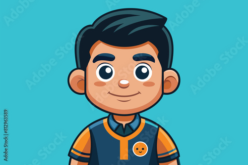 A cartoon boy with a joyful expression on his face, Task Customizable Cartoon Illustration