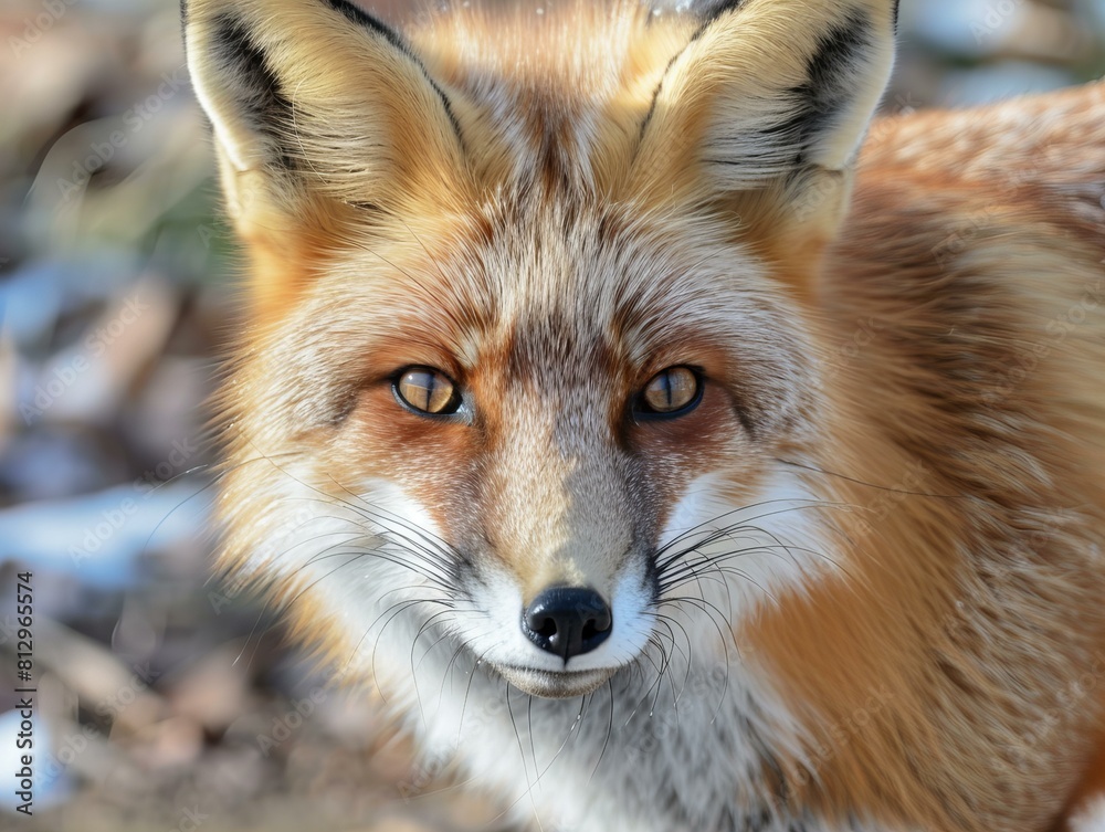 closeup red fox portrait, wild mammal predator closeup red fox portrait, wild mammal predator