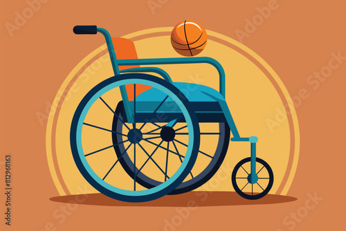 Customize wheelchair with basketball on the back, ready for sports and recreation, Wheelchair basketball Customizable Semi Flat Illustration
