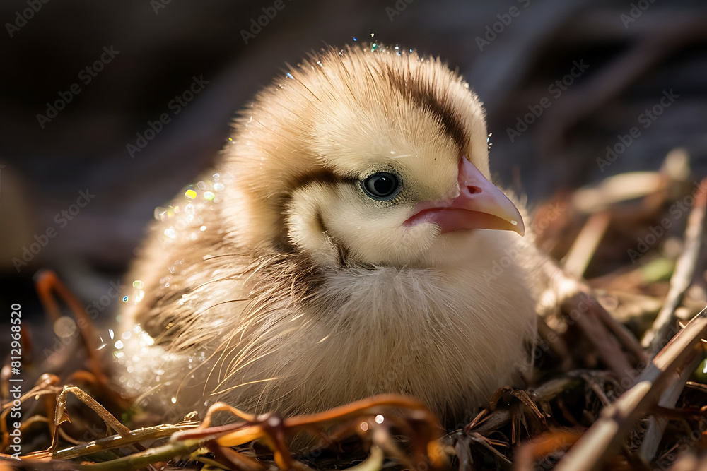 baby chick in nest
