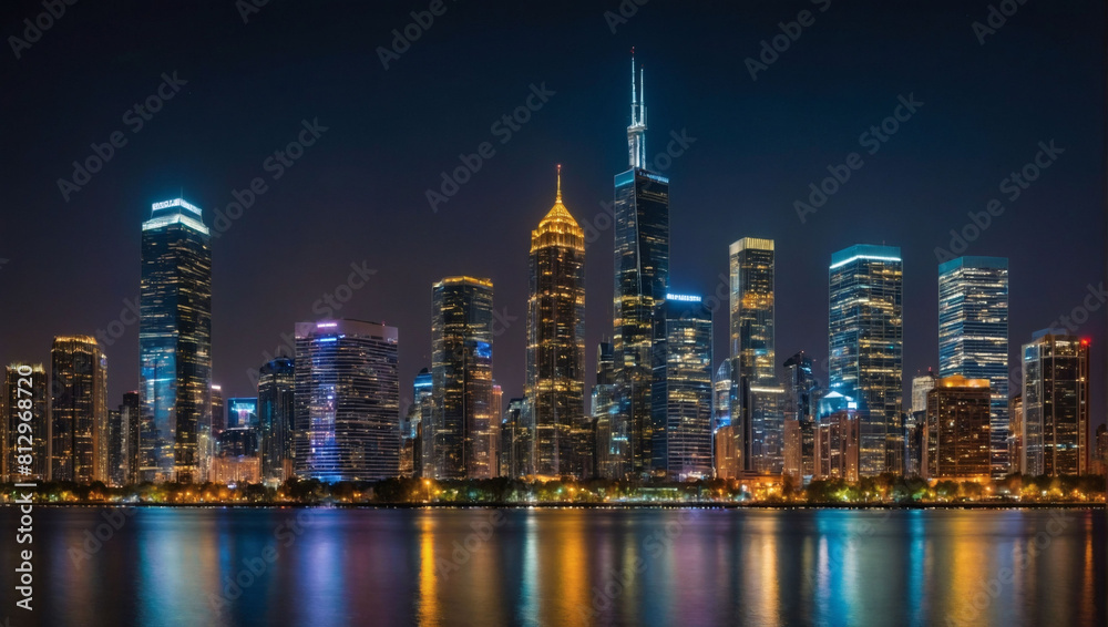 Urban Landscape, Glass-Paneled Skyscrapers Dominate the City Skyline