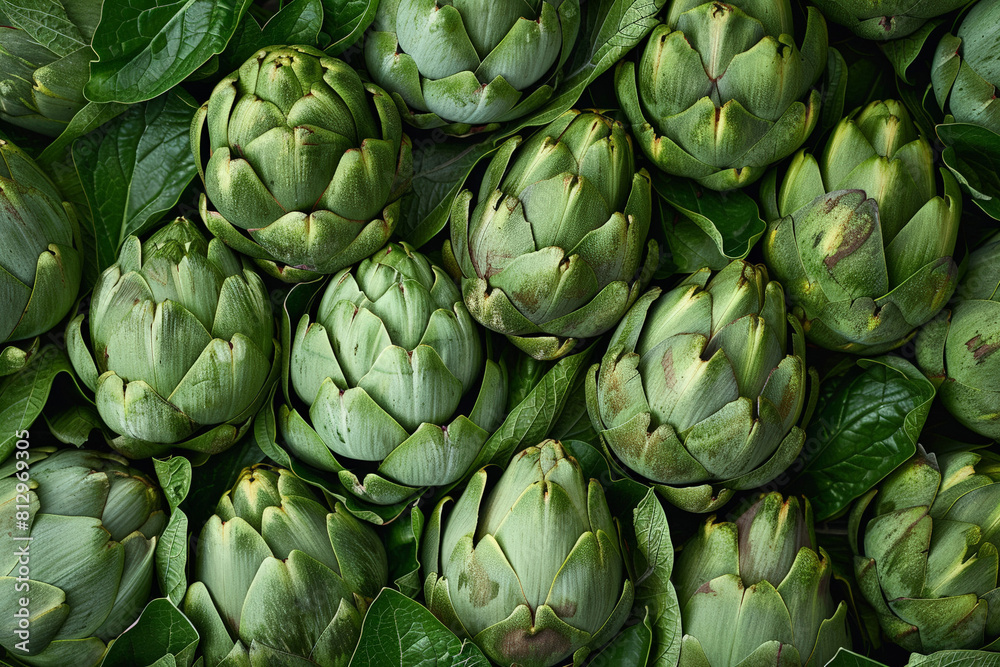 Abstract pattern of overlapping artichoke leaves, creative use of texture and green tones Abstract pattern of overlapping artichoke leaves, creative use of texture and green tones