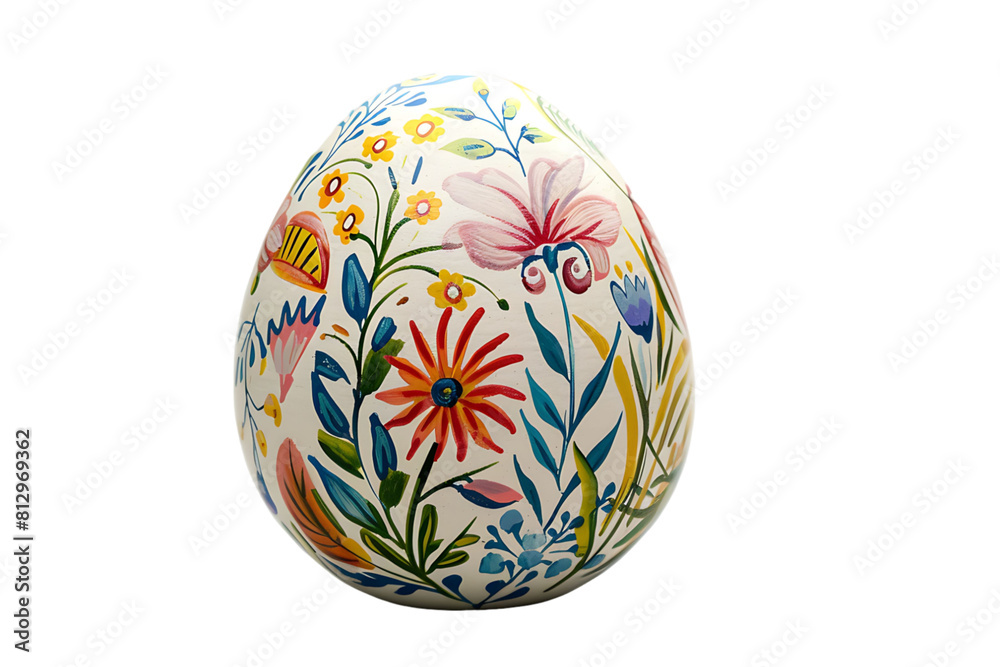 Slavic floral easter egg on transparent background