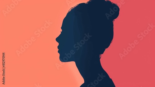 Face silhouette flat design top view shadow profile theme animation Monochromatic Color Scheme