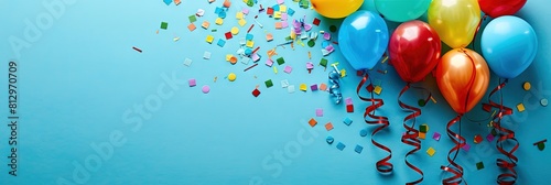 celebration balloons and confetti for birthdays, anniversaries and other holiday celebrations. Colorful with plenty of copy space
