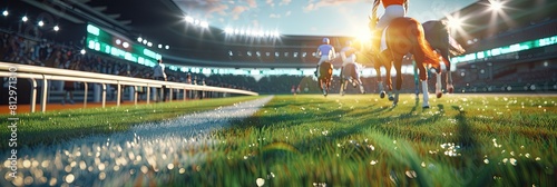 horse race on the racetrack for sports betting photo