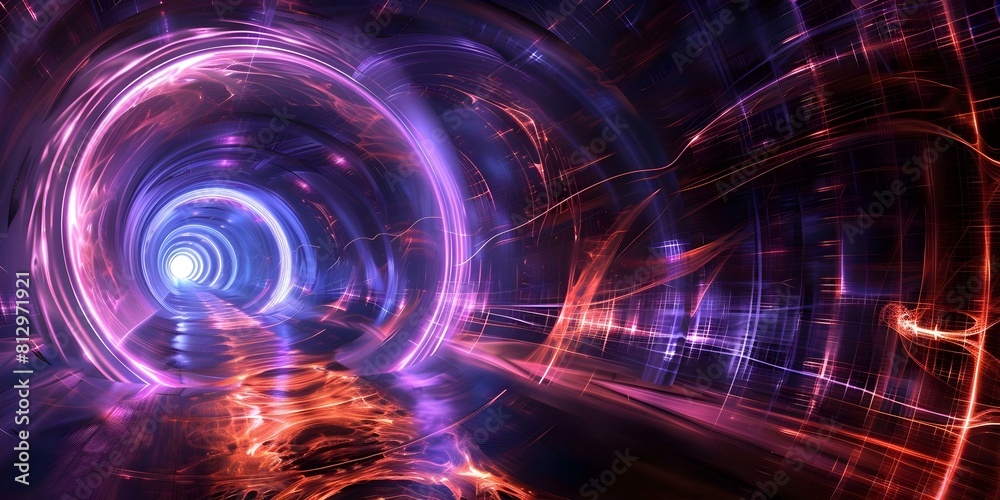 Obraz premium Surreal digital art featuring a fast-running clock with a swirling design. Concept Surreal Art, Digital Design, Clock Illustration, Swirling Patterns, Time Concept