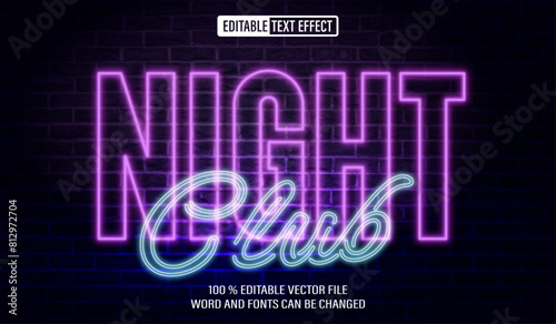 Editable 3d text style effect - Night Club Neon text effect Template