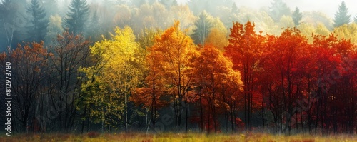 A time-lapse of the changing seasons in a forest  showcasing the vibrant greens of spring transitioning to the fiery reds and oranges of autumn