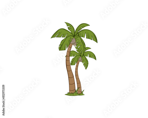 Vector illustration of cartoon coconut tree isolated on white background