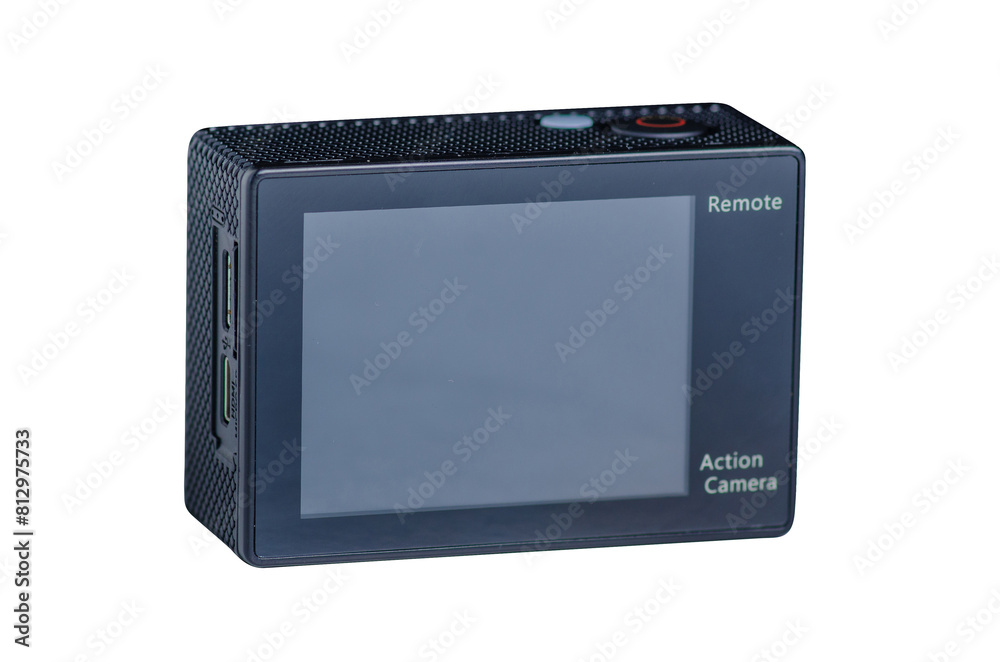Action camera video on white background isolation Action camera video on white background isolation