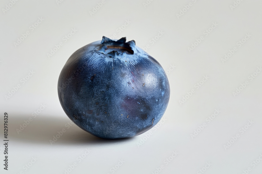 Single blueberry centered on a stark white background, minimalist style Single blueberry centered on a stark white background, minimalist style