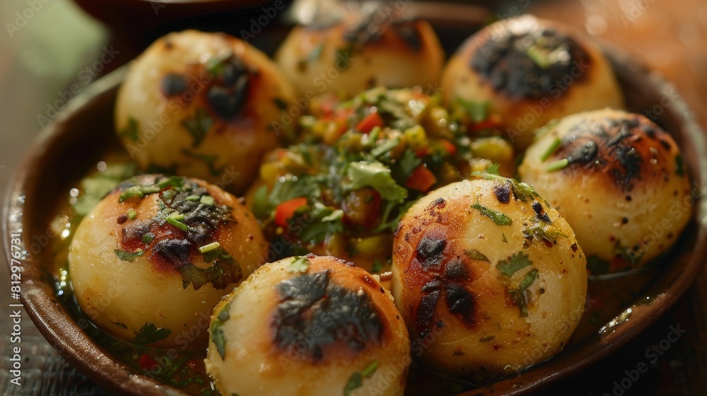 The Indian dish Litti is a ball of wholemeal flour dough filled with a mixture of sattu spices (roasted black chickpea flour). The Indian dish Litti is a ball of wholemeal flour dough filled with a mixture of sattu spices (roasted black chickpea flour).