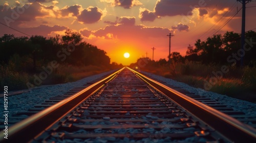 railway track in the sunset