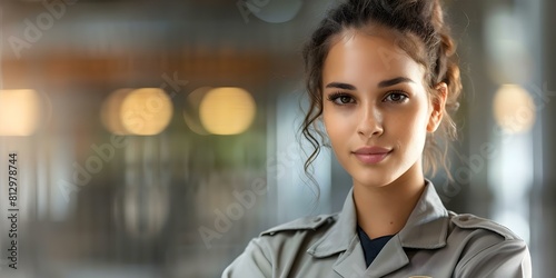 Ensuring Safety and Order: Female Prison Guard in Uniform at Correctional Facility. Concept Safety Measures, Women Guards, Prison Uniform, Correctional Facility, Law Enforcement