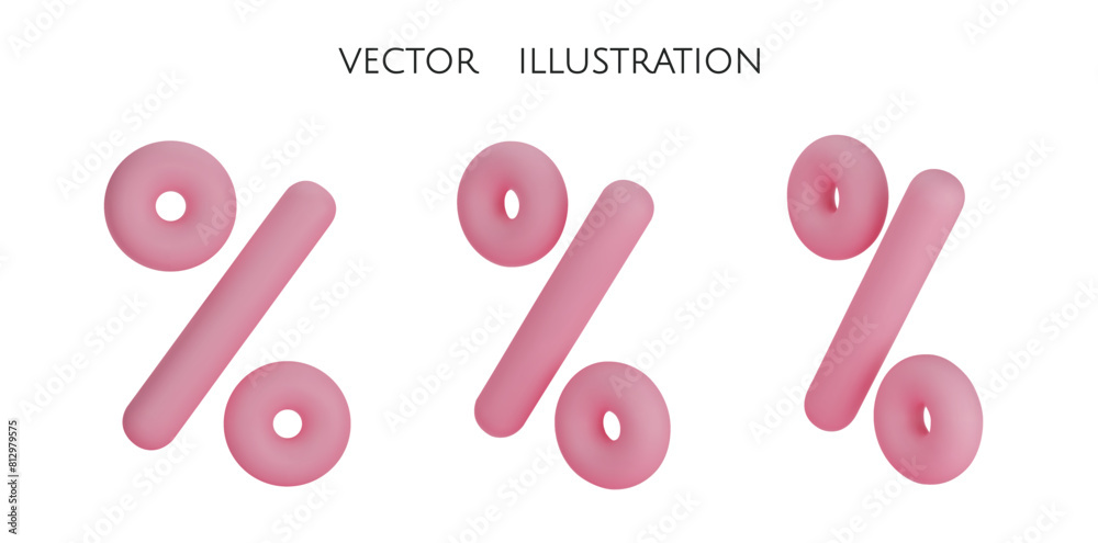 Fototapeta premium Percent sign. Percentage, discount, sale, promotion concept. 3d vector icon illustration.